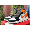 Купить Мужские высокие кроссовки Nike Jordan 1 Retro High белые с черным и оранжевым