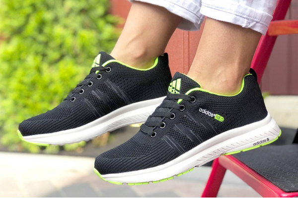 Женские кроссовки Adidas Neo черные с зеленым