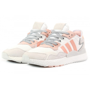 Женские кроссовки Adidas Nite Jogger BOOST белые с коралловым