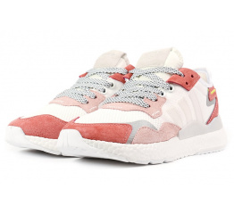 Женские кроссовки Adidas Nite Jogger BOOST белые с розовым