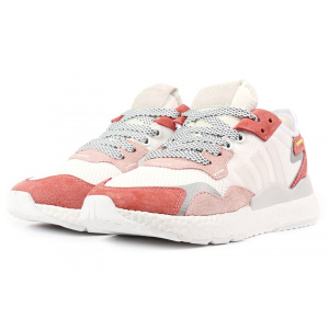 Женские кроссовки Adidas Nite Jogger BOOST белые с розовым