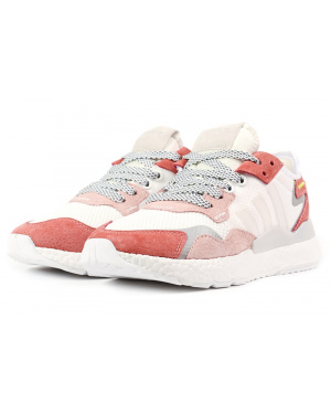 Женские кроссовки Adidas Nite Jogger BOOST белые с розовым