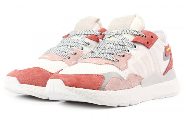 Женские кроссовки Adidas Nite Jogger BOOST белые с розовым
