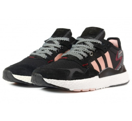 Купить Женские кроссовки Adidas Nite Jogger BOOST черные с розовым