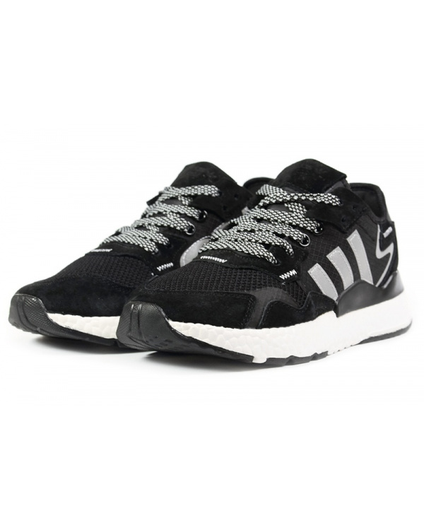 Женские кроссовки Adidas Nite Jogger BOOST черные с серым