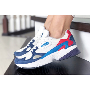 Женские кроссовки Adidas Originals Falcon белые с синим