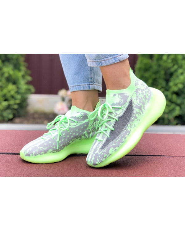 Жіночі кросівки Adidas Yeezy Boost 380 зелені з сірим