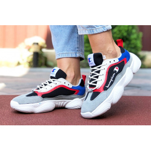 Женские кроссовки Champion серые с белым и красным