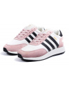 Женские кроссовки на меху Adidas Iniki Runner розовые с белым