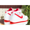 Купить Женские высокие кроссовки на меху Nike Air Force 1 Mid белые с красным