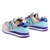 Купить Женские кроссовки New Balance 574 бежевые с фиолетовым и голубым