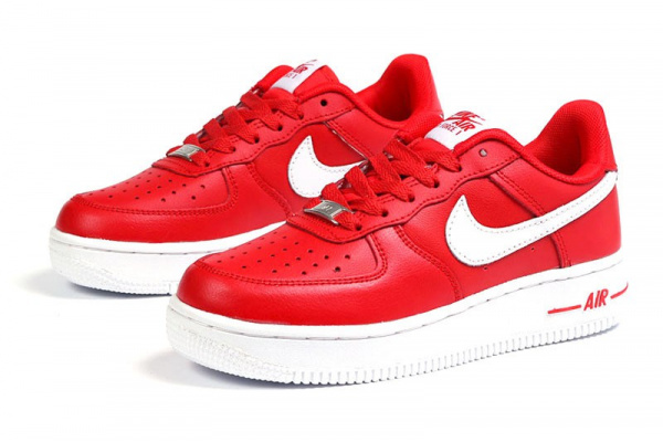 Женские кроссовки Nike Air Force 1 красные с белым
