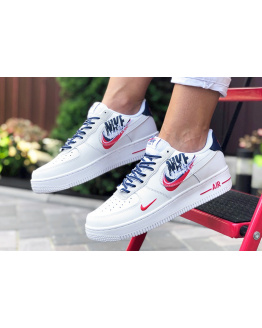 Жіночі кросівки Nike Air Force 1 Low Script Swoosh білі з червоним