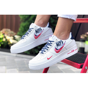 Женские кроссовки Nike Air Force 1 Low Script Swoosh белые с красным