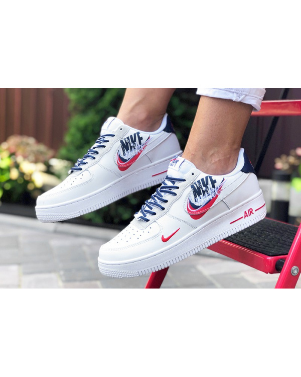 Жіночі кросівки Nike Air Force 1 Low Script Swoosh білі з червоним