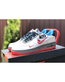 Жіночі кросівки Nike Air Force 1 Low Script Swoosh білі з червоним и голубым