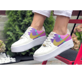 Женские кроссовки Nike Air Force 1 Sage Low белые с фиолетовым