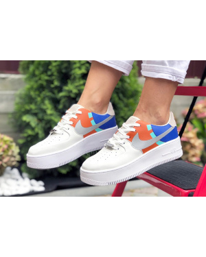 Женские кроссовки Nike Air Force 1 Sage Low белые с оранжевым