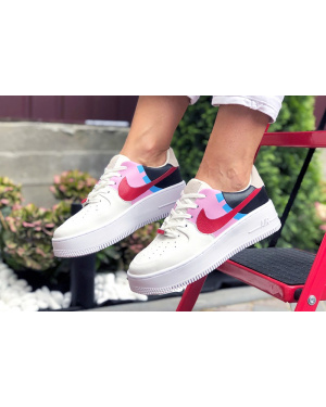 Жіночі кросівки Nike Air Force 1 Sage Low білі з рожевим и красным