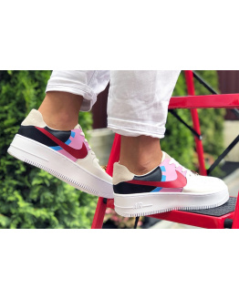 Жіночі кросівки Nike Air Force 1 Sage Low білі з рожевим и красным