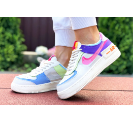 Женские кроссовки Nike Air Force 1 Shadow белые с фиолетовым и розвоым