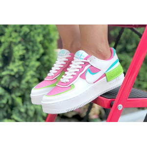 Женские кроссовки Nike Air Force 1 Shadow белые с малиновые