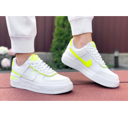 Женские кроссовки Nike Air Force 1 Shadow белые с неоново-зеленым