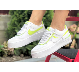 Женские кроссовки Nike Air Force 1 Shadow белые с неоново-зеленым