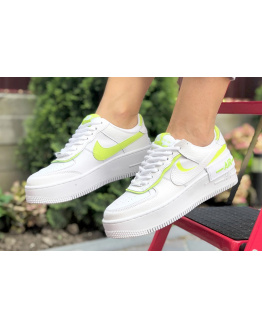 Жіночі кросівки Nike Air Force 1 Shadow білі с неоново-зеленым