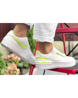 Жіночі кросівки Nike Air Force 1 Shadow білі с неоново-зеленым