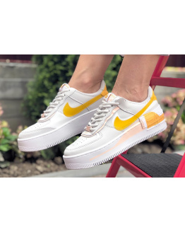 Жіночі кросівки Nike Air Force 1 Shadow білі з помаранчевим