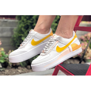 Женские кроссовки Nike Air Force 1 Shadow белые с оранжевым