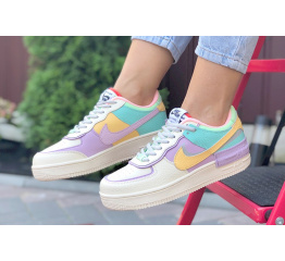 Купить Женские кроссовки Nike Air Force 1 Shadow бежевые с фиолетовым