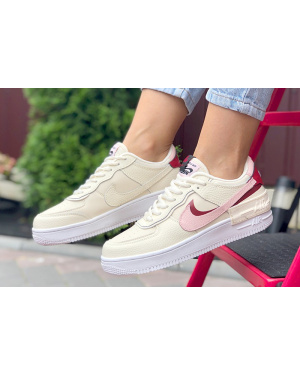 Жіночі кросівки Nike Air Force 1 Shadow бежеві з рожевим