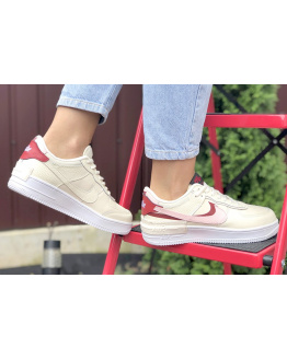 Жіночі кросівки Nike Air Force 1 Shadow бежеві з рожевим