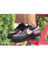 Женские кроссовки Nike Air Force 1 Shadow черные с розовым