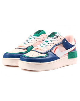 Жіночі кросівки Nike Air Force 1 Shadow рожеві з синім и зеленым