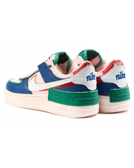 Жіночі кросівки Nike Air Force 1 Shadow рожеві з синім и зеленым