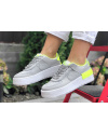 Жіночі кросівки Nike Air Force 1 Shadow сірі с неоново-зеленым