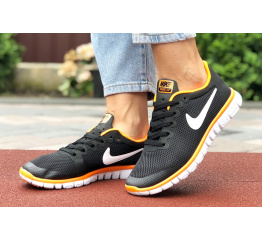 Женские кроссовки Nike Free Run 3.0 черные с оранжевым