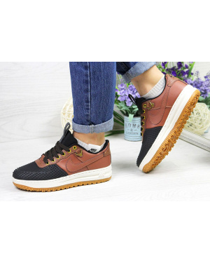 Женские кроссовки Nike Lunar Force LF-1 low коричневые с черным (brown/black)