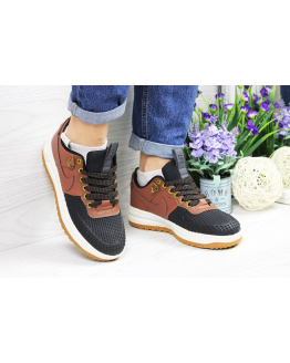 Женские кроссовки Nike Lunar Force LF-1 low коричневые с черным (brown/black)