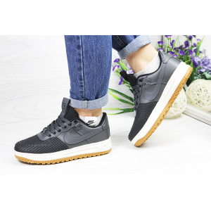 Женские кроссовки Nike Lunar Force LF-1 low серые с черным (grey/black)