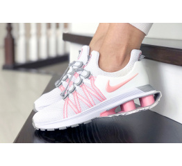 Женские кроссовки Nike Shox Gravity белые с розовым