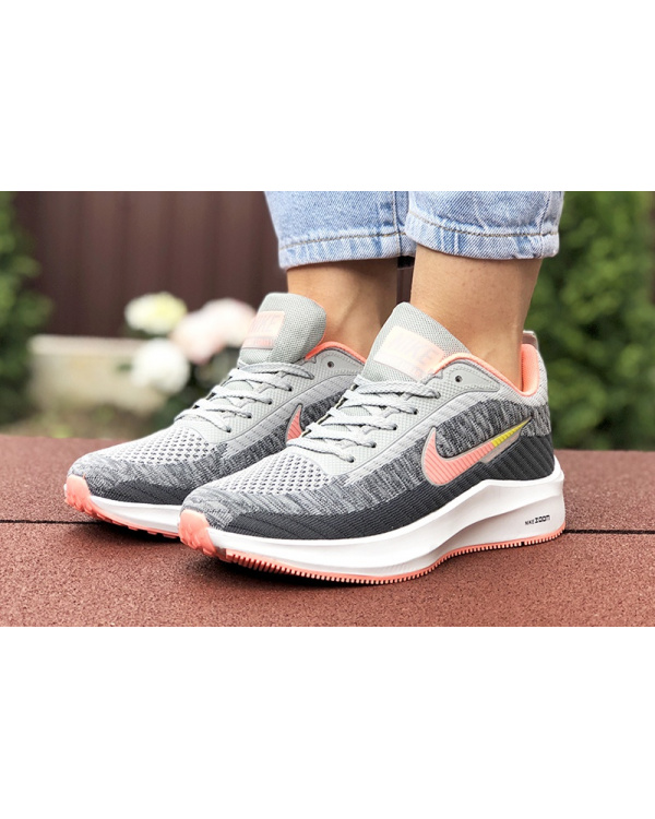 Жіночі кросівки Nike Zoom Lunar 3 сірі с коралловым