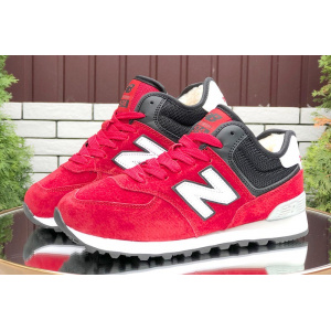 Купить Женские высокие кроссовки на меху New Balance 574 Mid Fur красные
