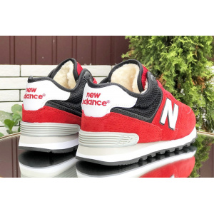 Купить Женские высокие кроссовки на меху New Balance 574 Mid Fur красные в Украине