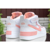 Купить Женские высокие кроссовки на меху Nike Air Force 1 High Utility Shadow белые с розовым