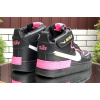 Купить Женские высокие кроссовки на меху Nike Air Force 1 High Utility Shadow черные с розовым