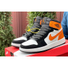 Купить Женские высокие кроссовки Nike Jordan 1 Retro High белые с черным и оранжевым